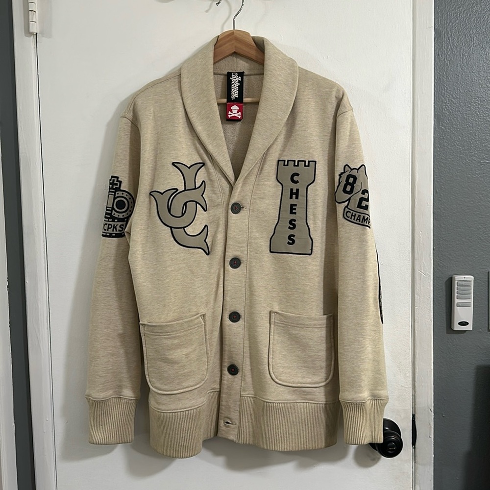 Johnny Cupcakes Beige Chess Cartigan